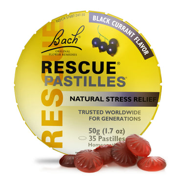 Bach RESCUE PASTILLES, Black Currant Flavor, Natural Stress Relief Lozenges, Homeopathic Flower RESCUEAu supplements