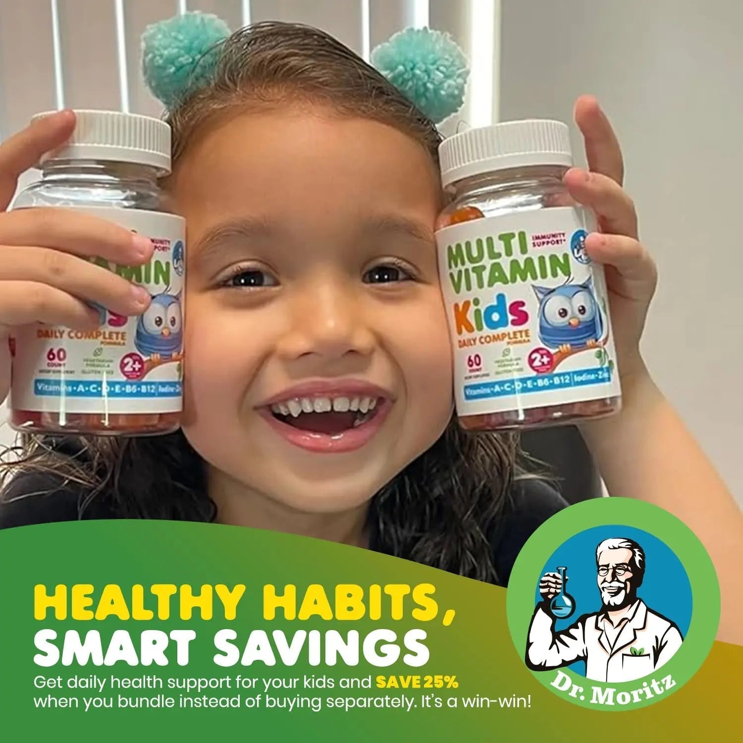 DR. MORITZ Omega 3 Gummies (90 Count) and Kids Multivitamin Gummies Bundle (60 Count) - for Daily Health Support - Vegan DHA Omega 3 for Kids DR. MORITZAu supplements
