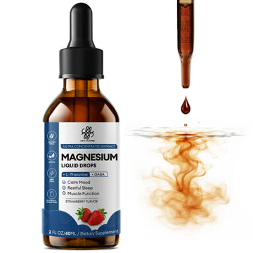 Liquid Magnesium Glycinate Drops for Nighttime Sleep & Calm Support, Triple Chelated Magnesium Complex with L-Theanine & GABA, Pre-Dissolved Liquid for Gentle Absorption, Strawberry Flavor, 2 Fl Oz iMATCHMEAu supplements