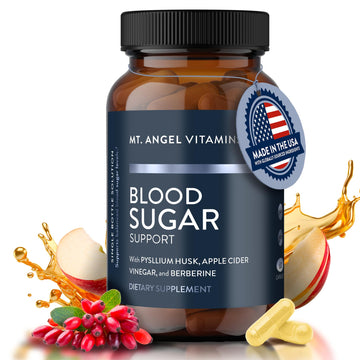 Mt. Angel Vitamins Blood Sugar Support Supplement - Natural Supplement with Pysllium Husk, Berberine with Ceylon Cinnamon, and Apple Cider Vinegar - Supports Healthy Blood Sugar Levels - 60 Capsules Mt. Angel VitaminsAu supplements