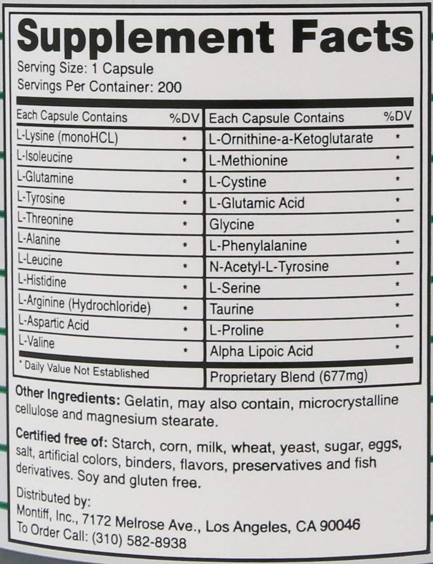 All Basic 677 mg 200 Capsules MontiffAu supplements