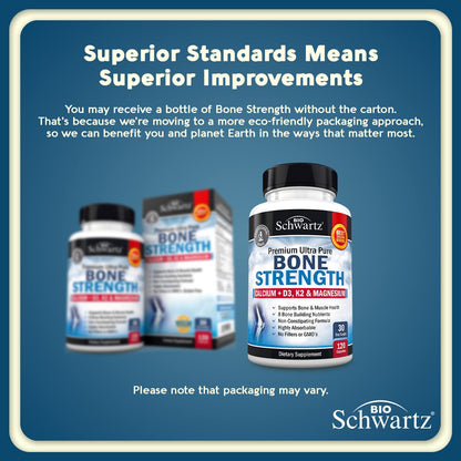 Bone Strength Supplement with Calcium + D3, K2 & Magnesium - Highly Absorbable BioSchwartzUS supplements