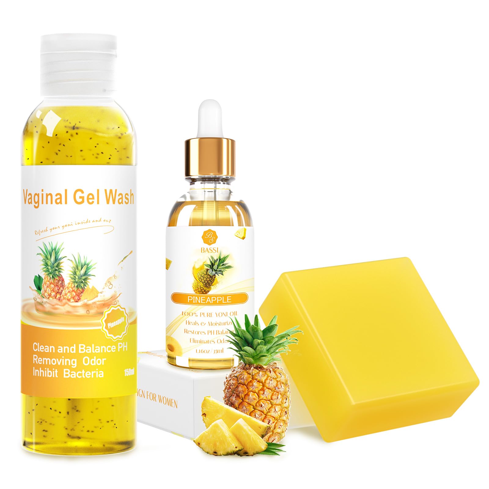Feminine Wash & Yoni Oil & Yoni Soap Set for Women, Yoni Wash for Vaginal Ph Balance Remove Odor BASSIAu supplements