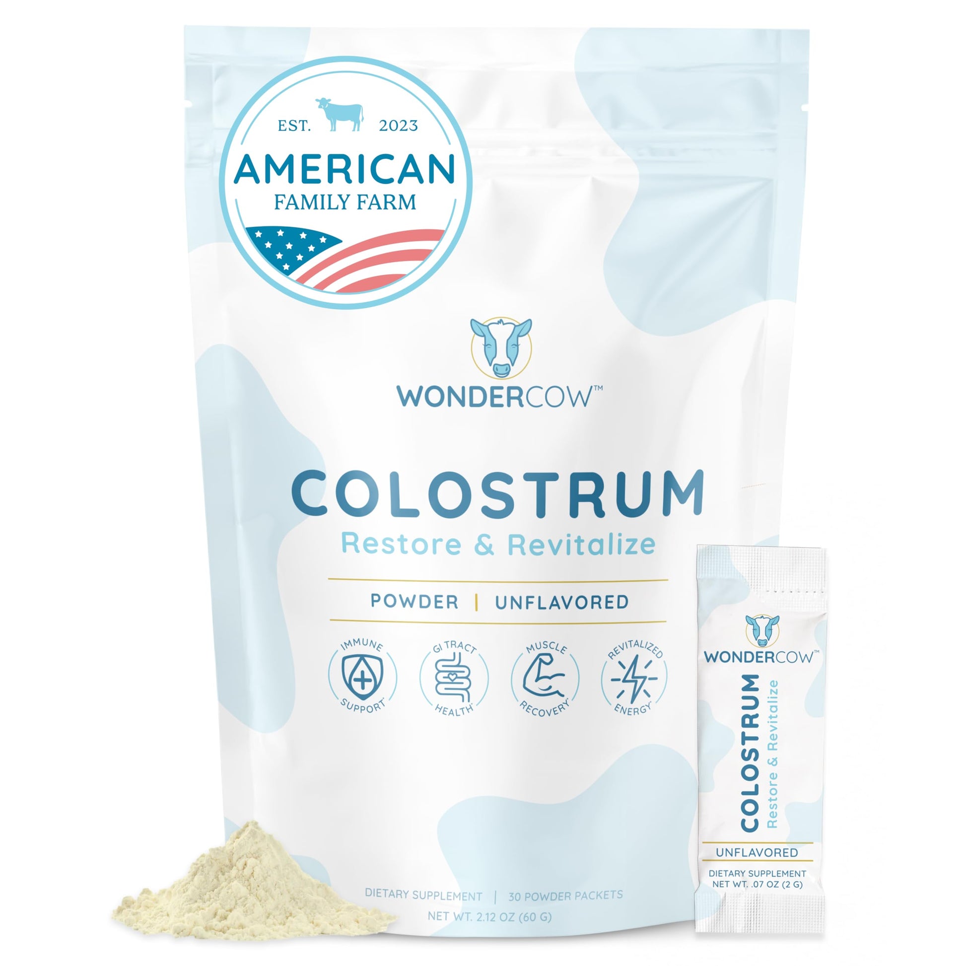 WONDERCOW Colostrum Supplement Powder for Gut Health, Immune Support & Wellness | Natural IgG Pure Whole Bovine Colostrum Superfood, Unflavored, 30 Servings WONDERCOWAu supplements