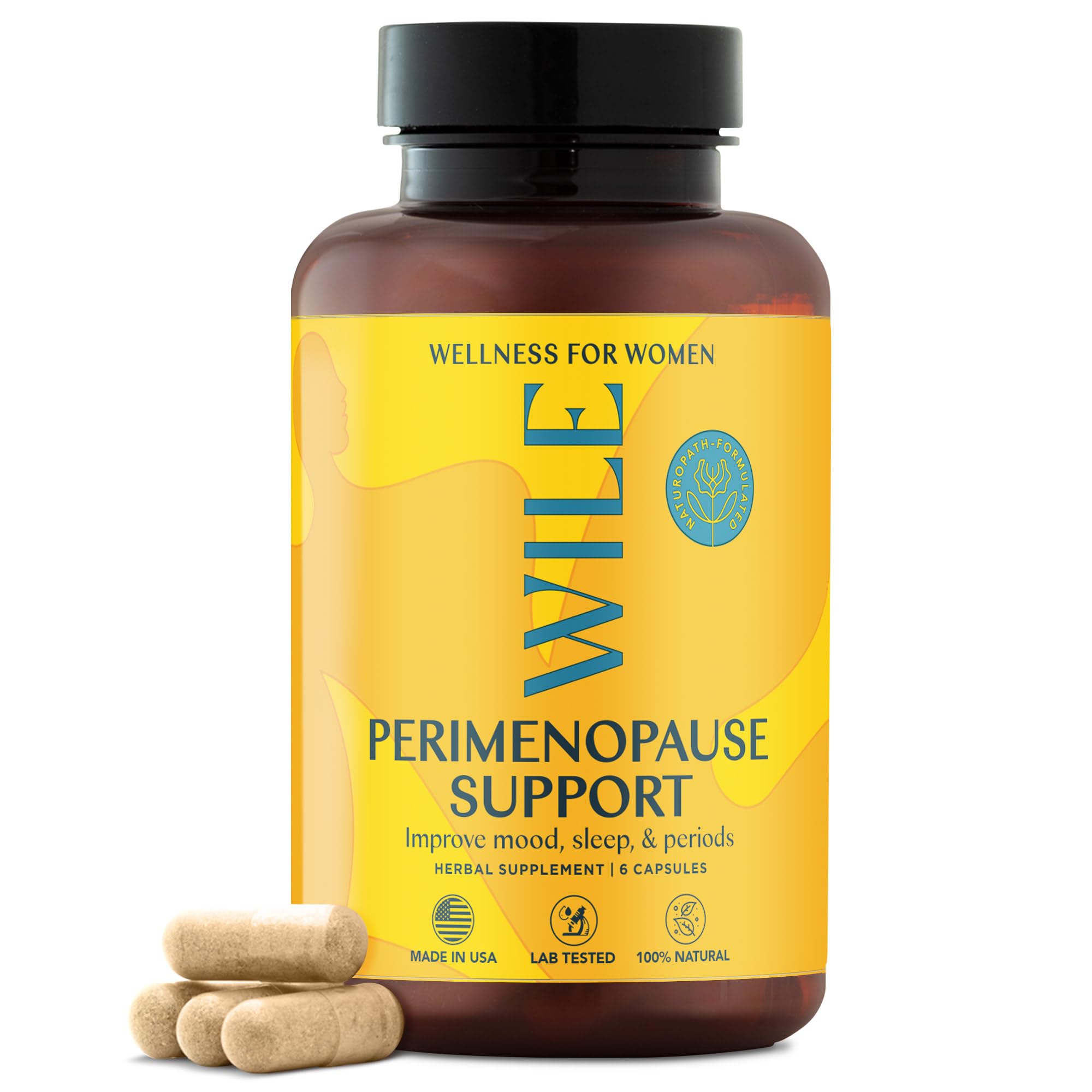 WILE Menopause and Perimenopause Supplements for Women with Ashwagandha - Menopausal Symptoms Relief for Stress, Hot Flashes, Night Sweats - Healthy Sleep & Hormone Balance Support, Vegan, 30 Servings WILEAu supplements
