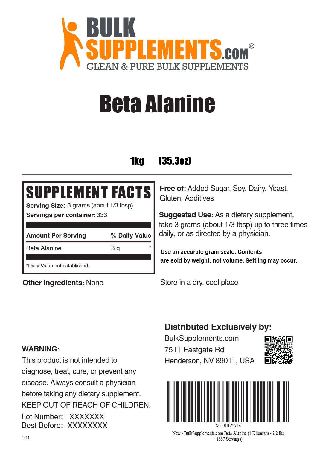 BULKSUPPLEMENTS.COM Beta Alanine Powder 1KG, with Creatine Monohydrate Powder BULKSUPPLEMENTS.COMAu supplements