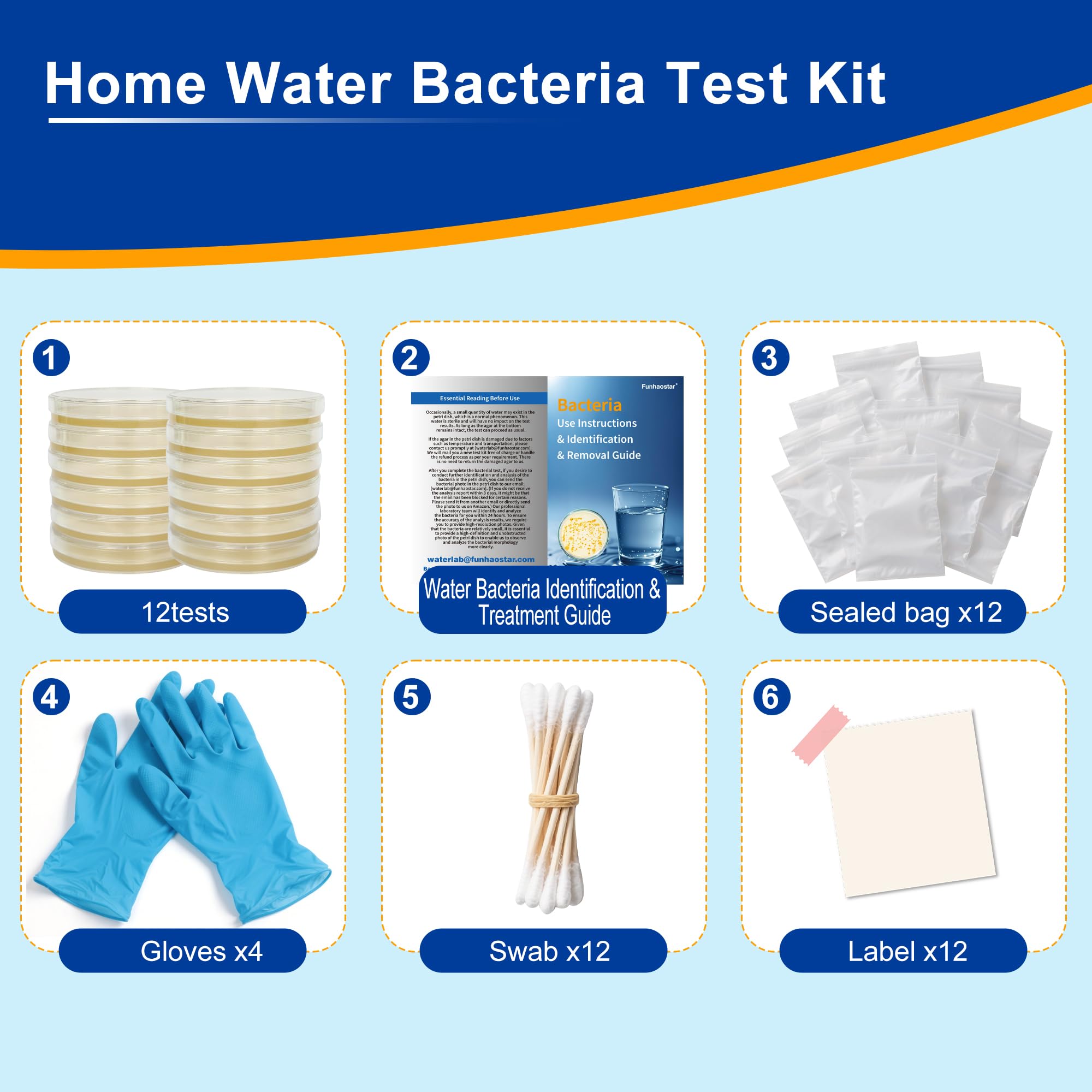 Bacteria Test Kits for Drinking Water - 12 Tests Detect Coliform, E.coli & All Bacteria | Home Quality Testing Kit for Well, Tap, Pool, Hot Tub & City Water | Easy DIY Tester with Free Lab Analysis FunhaostarAu supplements