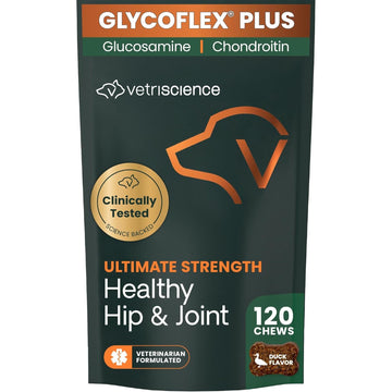 VetriScience Ultimate Strength Healthy Hip & Joint Chews, GlycoFlex Glucosamine, Chondroitin and Green-Lipped Mussel Joint Support Supplement for Dogs, Soothe Joint Discomfort, Duck, 120 Count VETRISCIENCEAu supplements