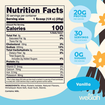 Wellah Your Whey (30 Servings, Vanilla) - Whey Protein Isolate Protein WellahUS supplements