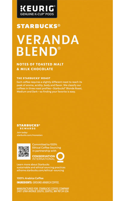Starbucks Veranda Blend Coffee K-Cups,4/24 Pack-96 K-Cups StarbucksUS supplements