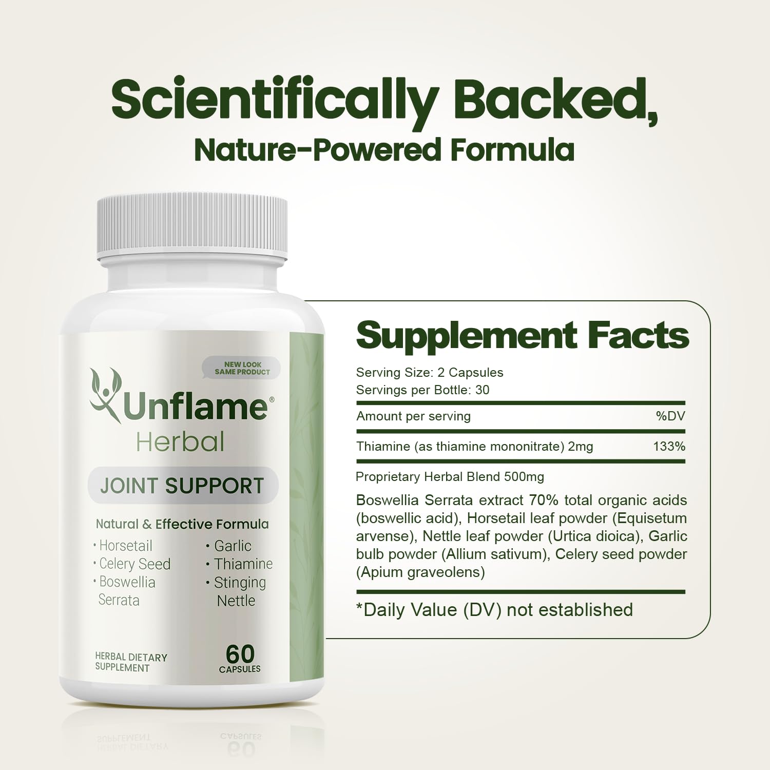 Unflame Herbal Supplement – Botanical Support for Joints, Back, and Muscles – 60 Capsules – Natural Herbal Blend – Dietary Supplement UnflameAu supplements