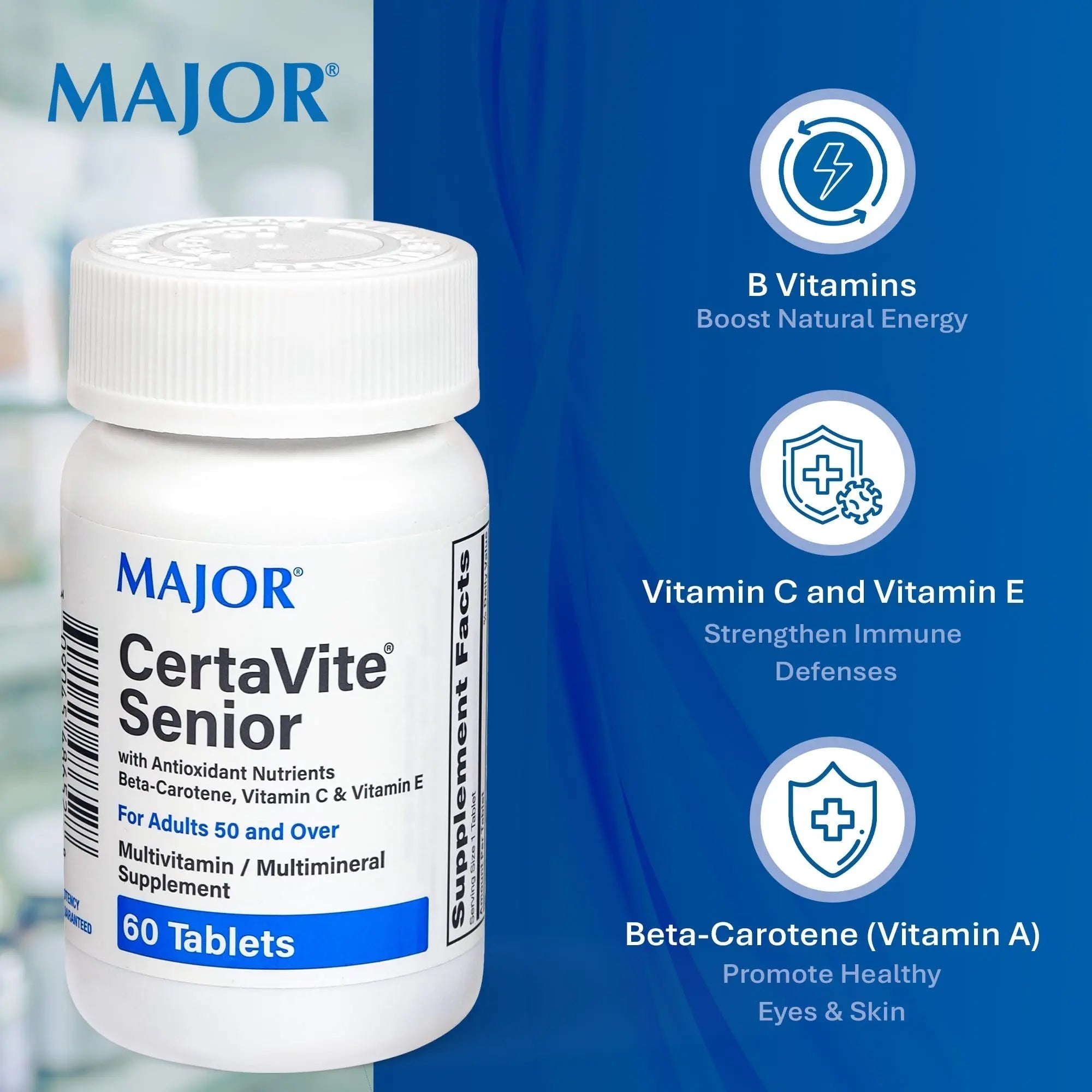 MAJOR CertaVite Senior Multivitamin with Antioxidants – Multivitamin for Women and Men with Beta-Carotene, Iron MAJORAu supplements
