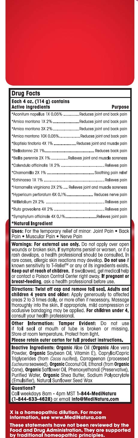 T-Relief Pain Relief cream,[114g] 4 oz MediNaturaAu supplements