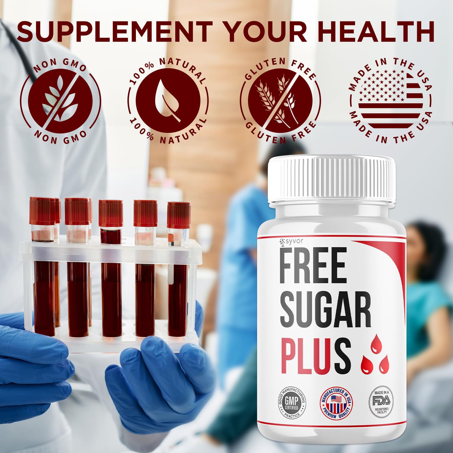 Free Sugar Plus Capsules, Official FreeSugar Plus Blood Health Support Pills With All Natural Ingredients, Free Sugar Plus Advanced Wellness Support with Premium Vitamins for Women & Men (60 Capsules) SyvorAu supplements