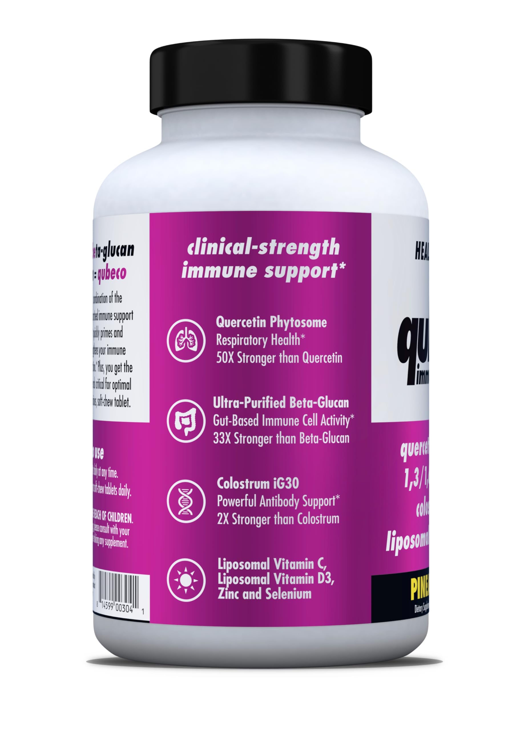 HEALTH DIRECT - Qubeco Immune Support with Vitamin D3, Liposomal Vitamin C, Quercetin, Beta-Glucan, Colostrum, Zinc, Selenium - Clinical Strength – 56 Soft Chew Tabs - 28 Day Supply - Pineapple Zest HEALTH DIRECTAu supplements
