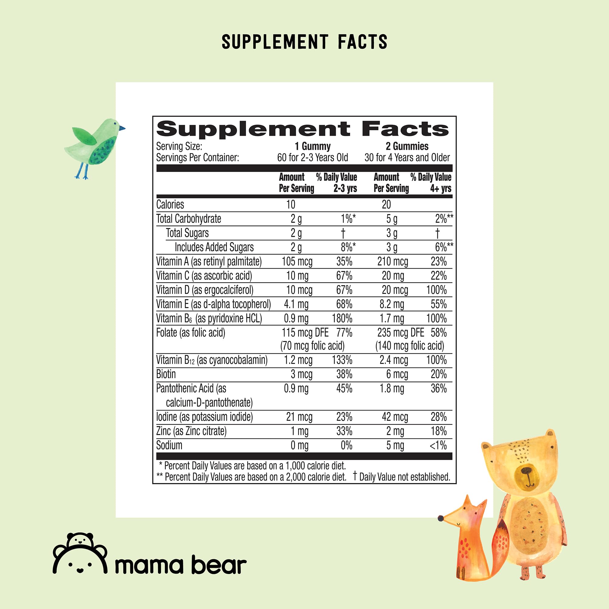 Amazon Brand - Mama Bear Organic Kids Multivitamin, 60 Gummies, 1 Month Supply (Packaging May Vary), Berry, Cherry & Orange Mama BearAu supplements