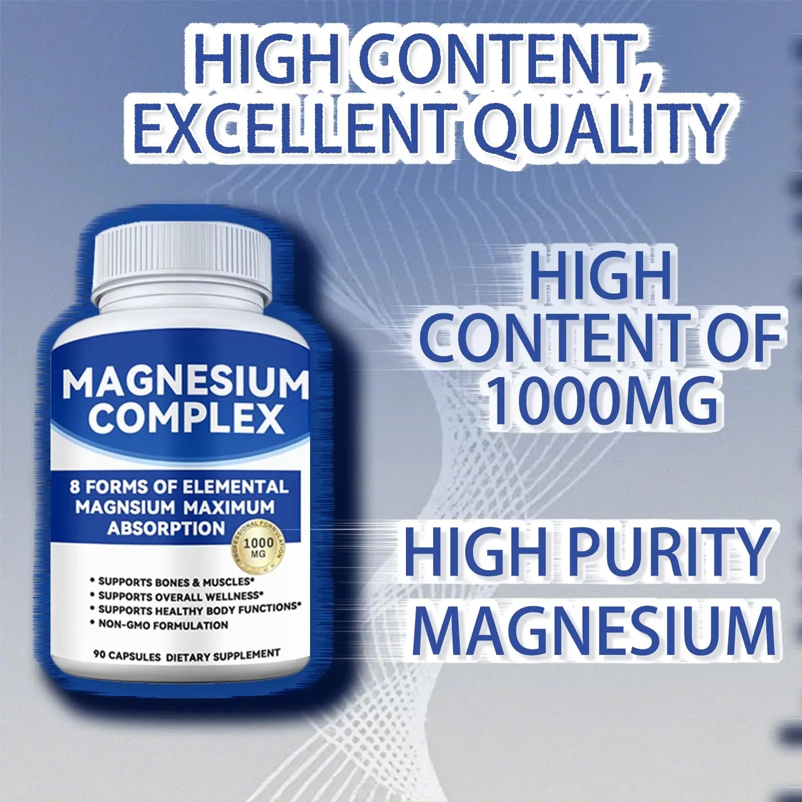 Magnesium Complex 1000mg with 8 Forms – Glycinate, Citrate, Malate, Taurate for Absorption – Supports Bone, Muscle, Energy & Recovery – Vegan, Non-GMO, 90 Capsules (1) alzclippnz supplements
