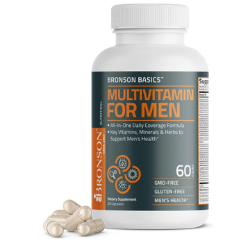 Bronson Multivitamin for Men All-in-One Daily Coverage Formula Key Vitamins, Minerals & Herbs to Support Men's Health, 60 Capsules BronsonAu supplements