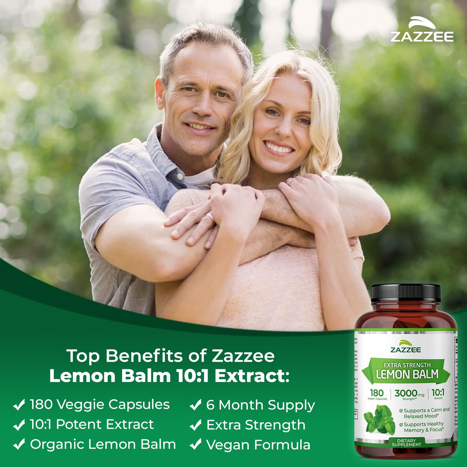 Zazzee Organic Lemon Balm 10:1 Extract, 180 Vegan Capsules, 6 Month Supply, Melissa Officinalis, Calm, Mood, Stress & Relaxation Support, Herbal Supplement, All-Natural, Non-GMO, Made in the USA ZazzeeAu supplements