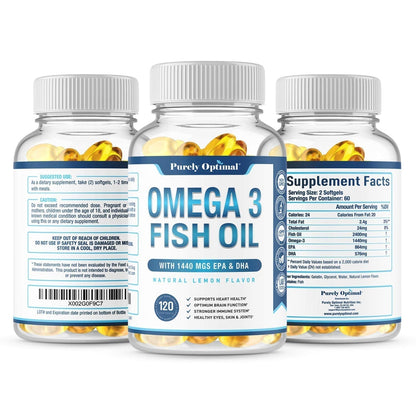 Premium Omega 3 Fish Oil Supplement 2400mg - Burpless Fish Oil Omega3 Softgels Purely OptimalUS supplements