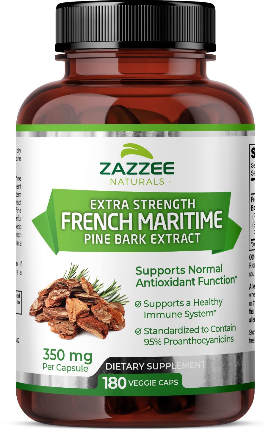 Zazzee Extra Strength French Maritime Pine Bark Extract, 350 mg Per Capsule ZazzeeUS supplements