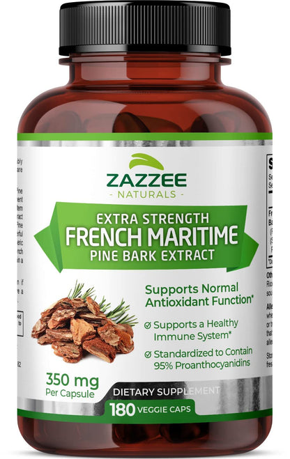 Zazzee Extra Strength French Maritime Pine Bark Extract, 350 mg Per Capsule ZazzeeUS supplements
