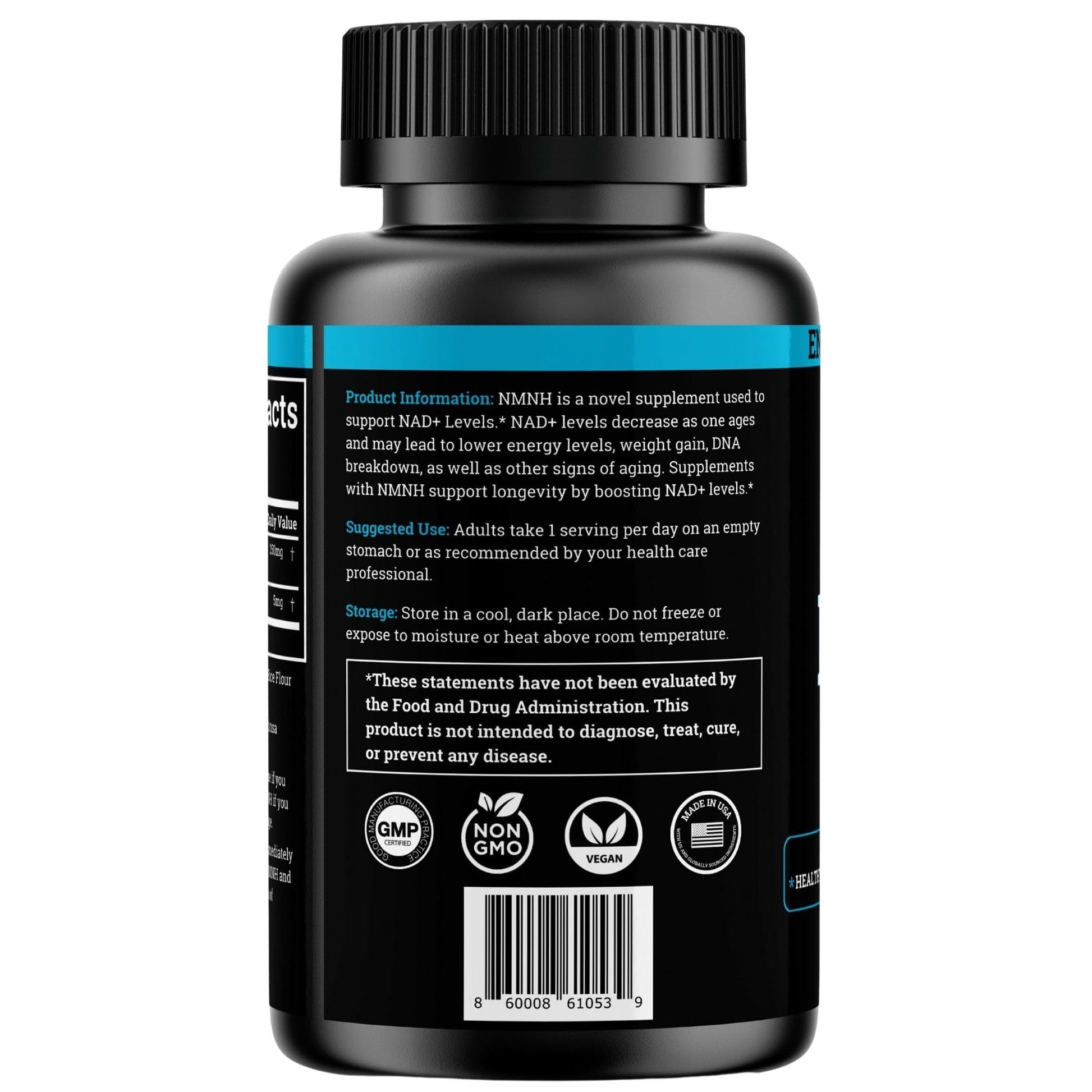 NMNH Supplement 250MG Pure Dihydro-Nicotinamide Mononucleotide (NMN Supplement Alternative with Bioperine® For 3X The Bioavailability) NAD Supplement to Boost NAD+ Levels For Anti-Aging & Energy Black ForestAu supplements