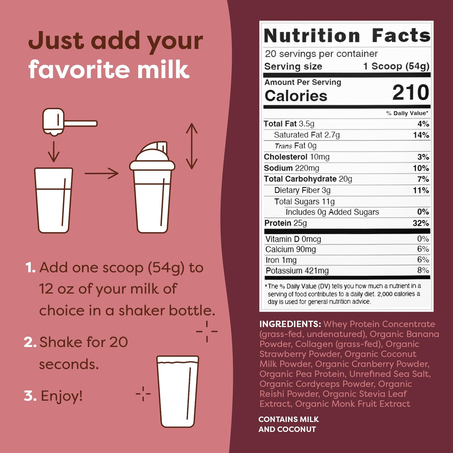 FlavCity Protein Powder Smoothie, Berries & Cream - 100% Grass-Fed Whey Protein FlavCityUS supplements