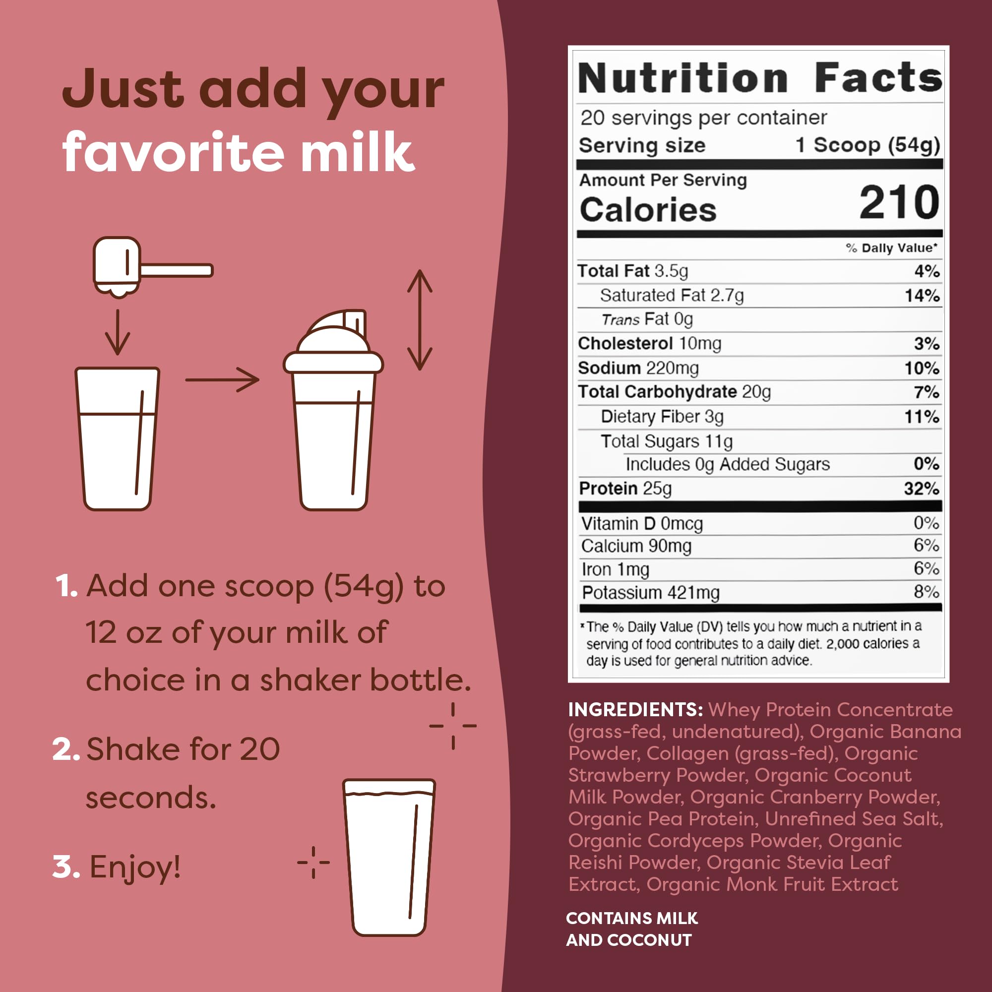 FlavCity Protein Powder Smoothie, Berries & Cream - 100% Grass-Fed Whey Protein FlavCityUS supplements