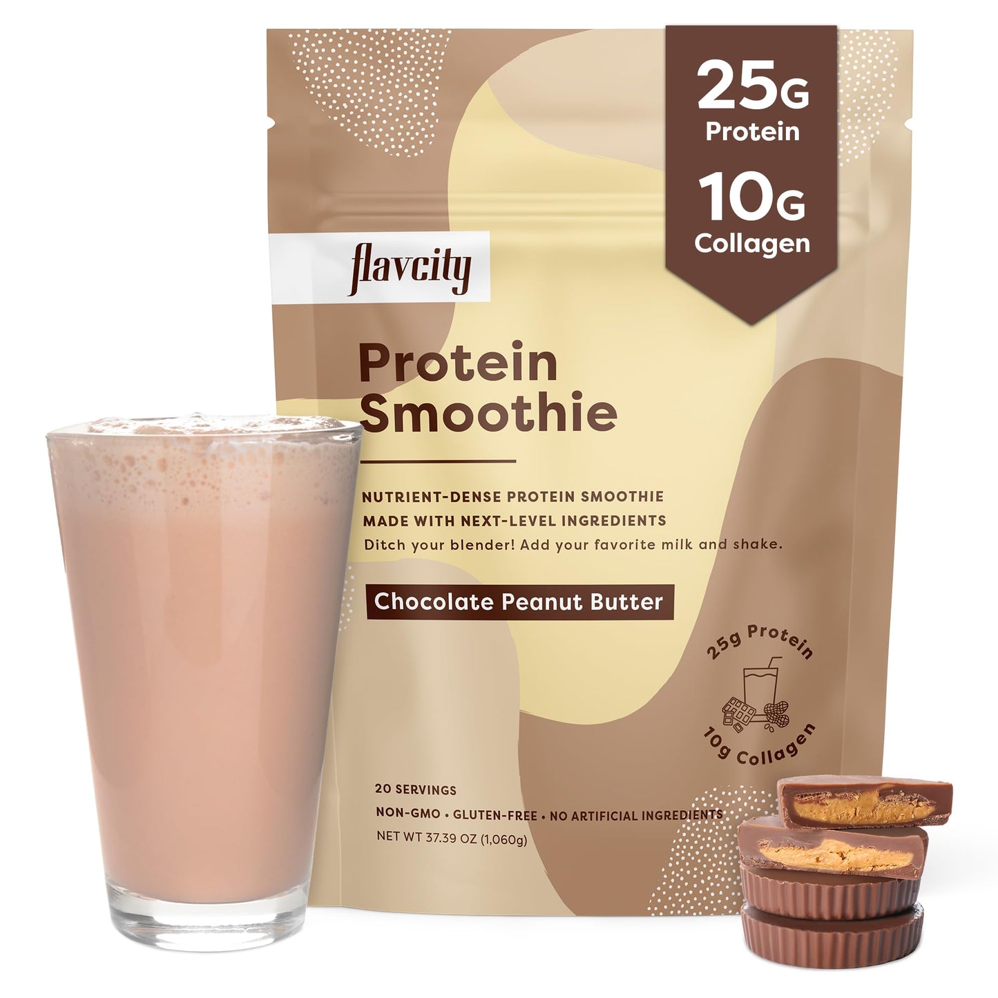 FlavCity Protein Powder Smoothie, Chocolate Peanut Butter - 100% Grass-Fed Whey Pro FlavCityUS supplements