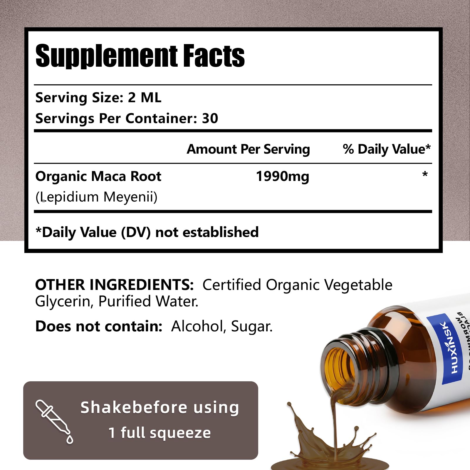 Maca Root Liquid Drops Extract | Peruvian Black & Red Blend | Natural Energy & Hormone Balance | Alcohol-Free, 60ml Vegan Tincture HUXINSKAu supplements