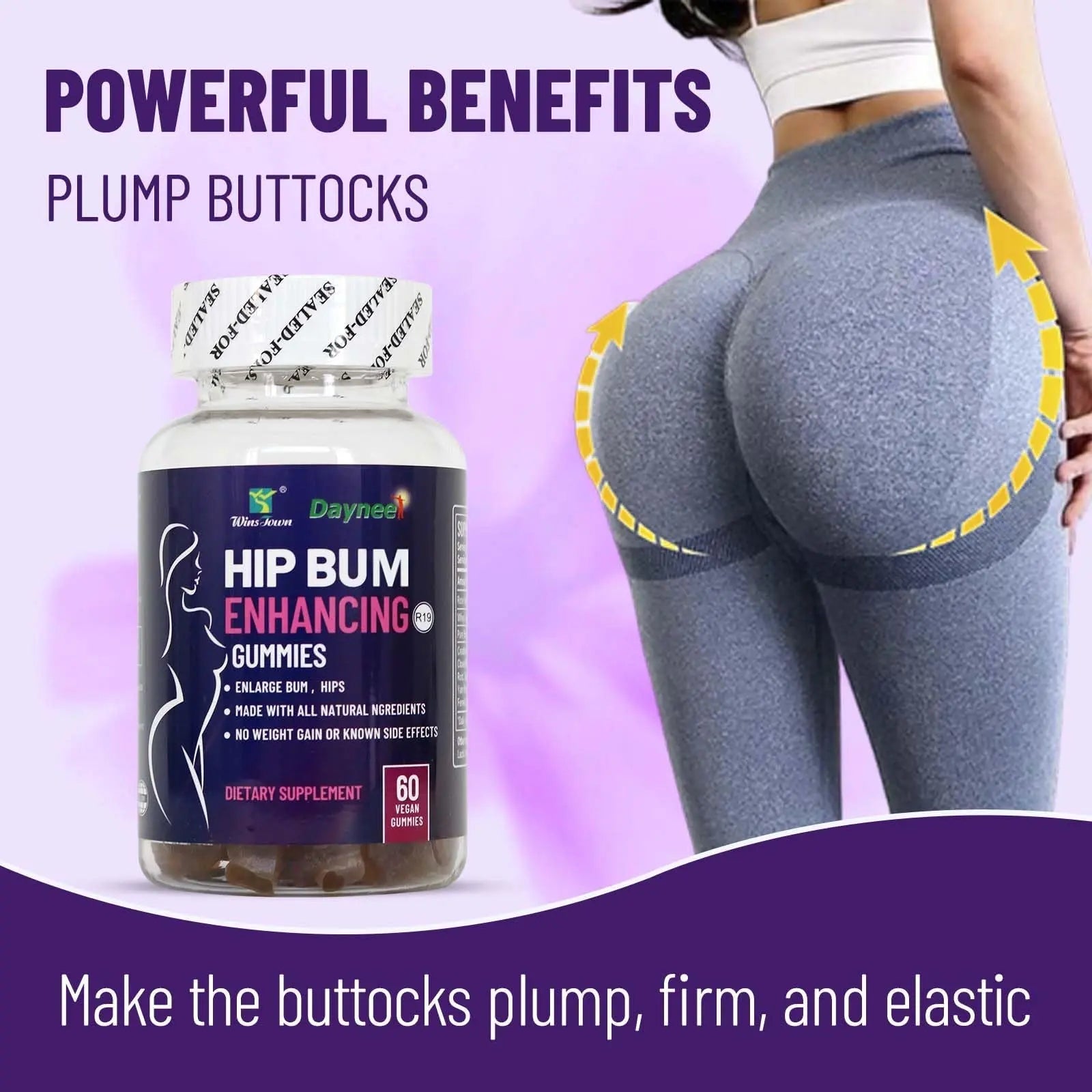 Wins Town Hip Butt Enhancement Gummies, Booty Multivitamins Supplements for Firm and Lift Bigger Buttocks for Women, 60 Count Wins TownAu supplements