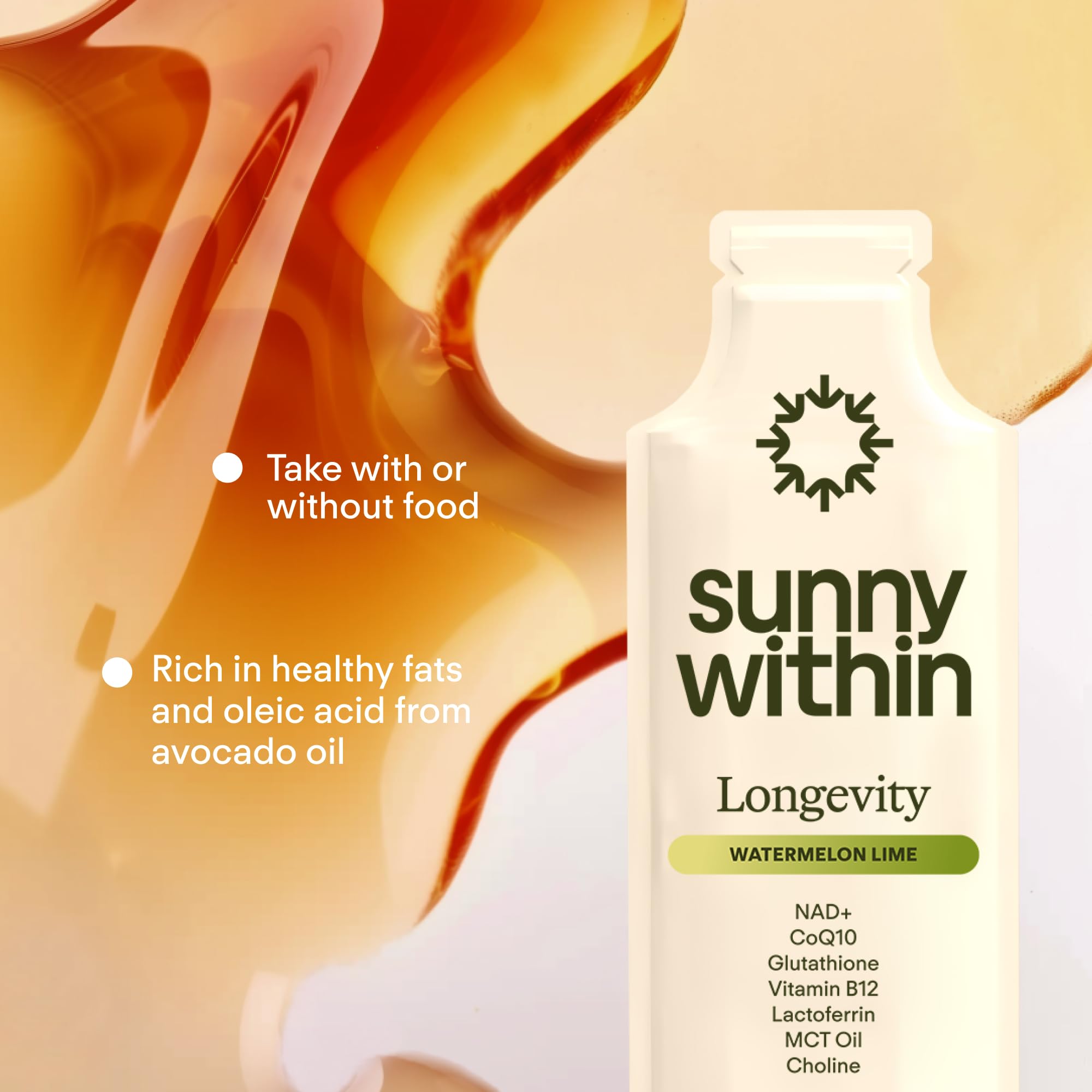 Sunny Within Longevity – Liposomal NAD+ Glutathione Supplement w/Liquid NAD+, CoQ10, B12, MCT & Avocado Oil – Cellular Health, Energy, Brain, Gut & Heart Support* – Watermelon Lime – 30 Pouches Sunny WithinAu supplements