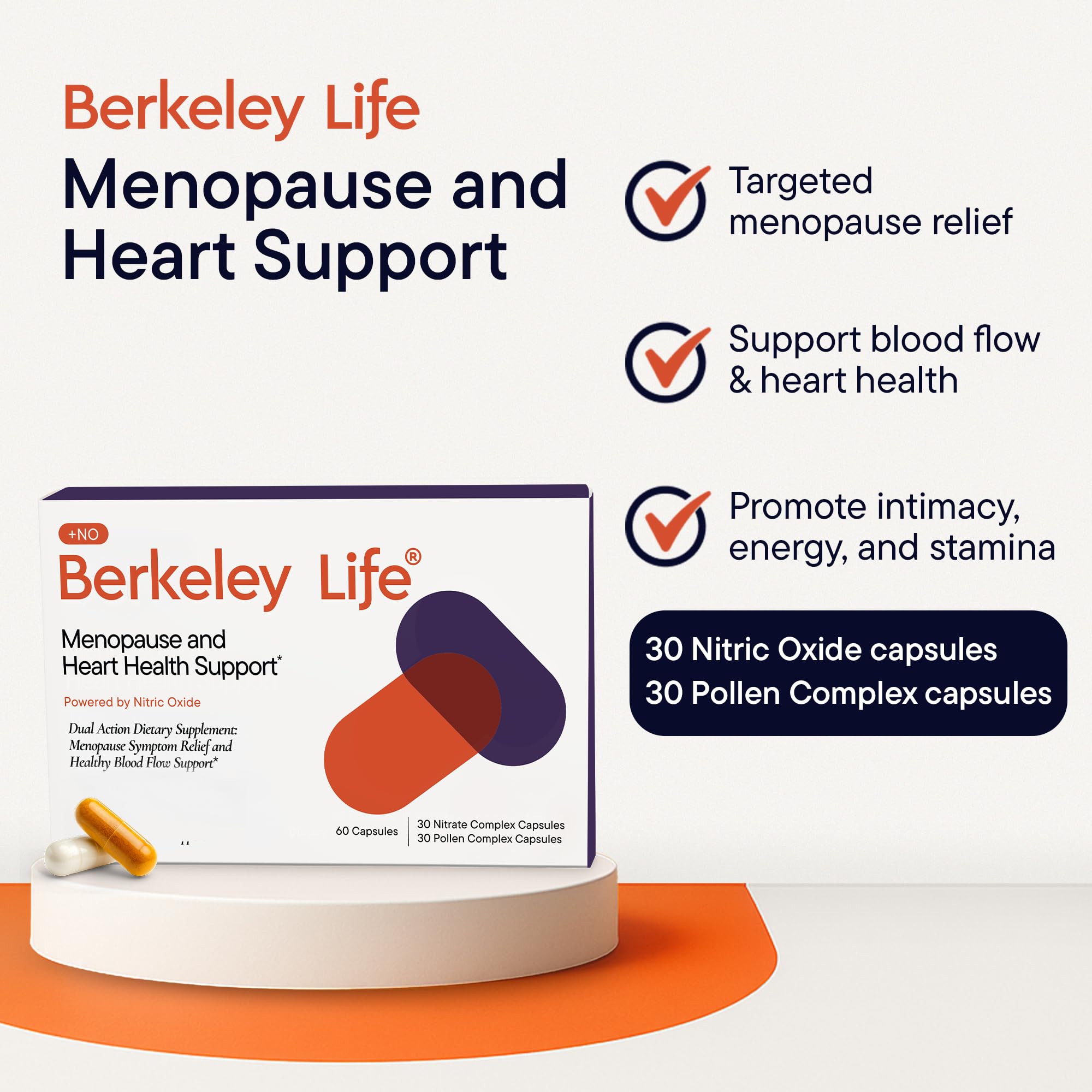 Berkeley Life Menopause and Heart Health Support Supplements - Hormone-Free Dual-Action Nitric Oxide Supplement for Menopause Symptom Relief & Healthy Blood Flow Support for Women - 60 Capsules Berkeley LifeAu supplements