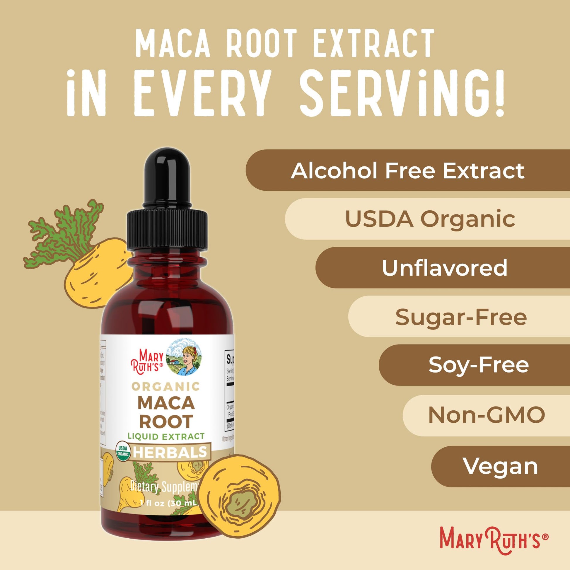 MaryRuth’s USDA Organic Maca Root Liquid Drops | Vegan | Non-GMO | Gluten Free | Alcohol Free | 1 Fl Oz MARYRUTH'SUS supplements