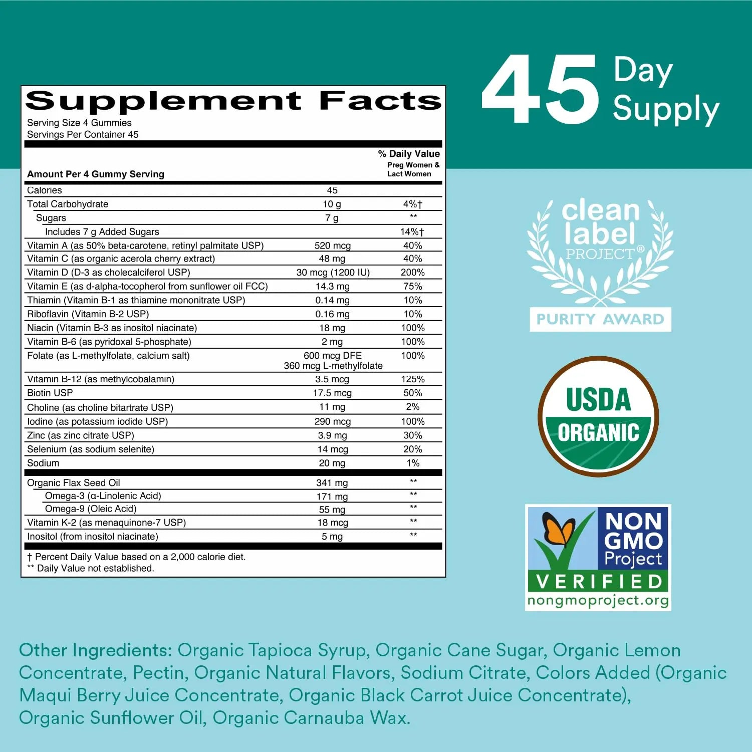 SmartyPants Organic Prenatal Vitamins for Women, Multivitamin Gummies: Biotin, Methylfolate, Omega 3 (ALA), Vitamin D3, C, Vitamin B12, B6, A, K2 & Zinc SmartyPantsAu supplements