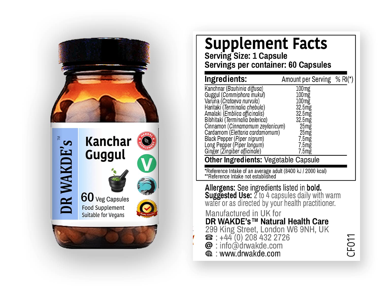 DR WAKDE's Kanchnar Guggul (60 Veg Caps, Ayurvedic Supplement, Vegan, Herbal, Natural, Made in the UK) DR WAKDE'sAu supplements