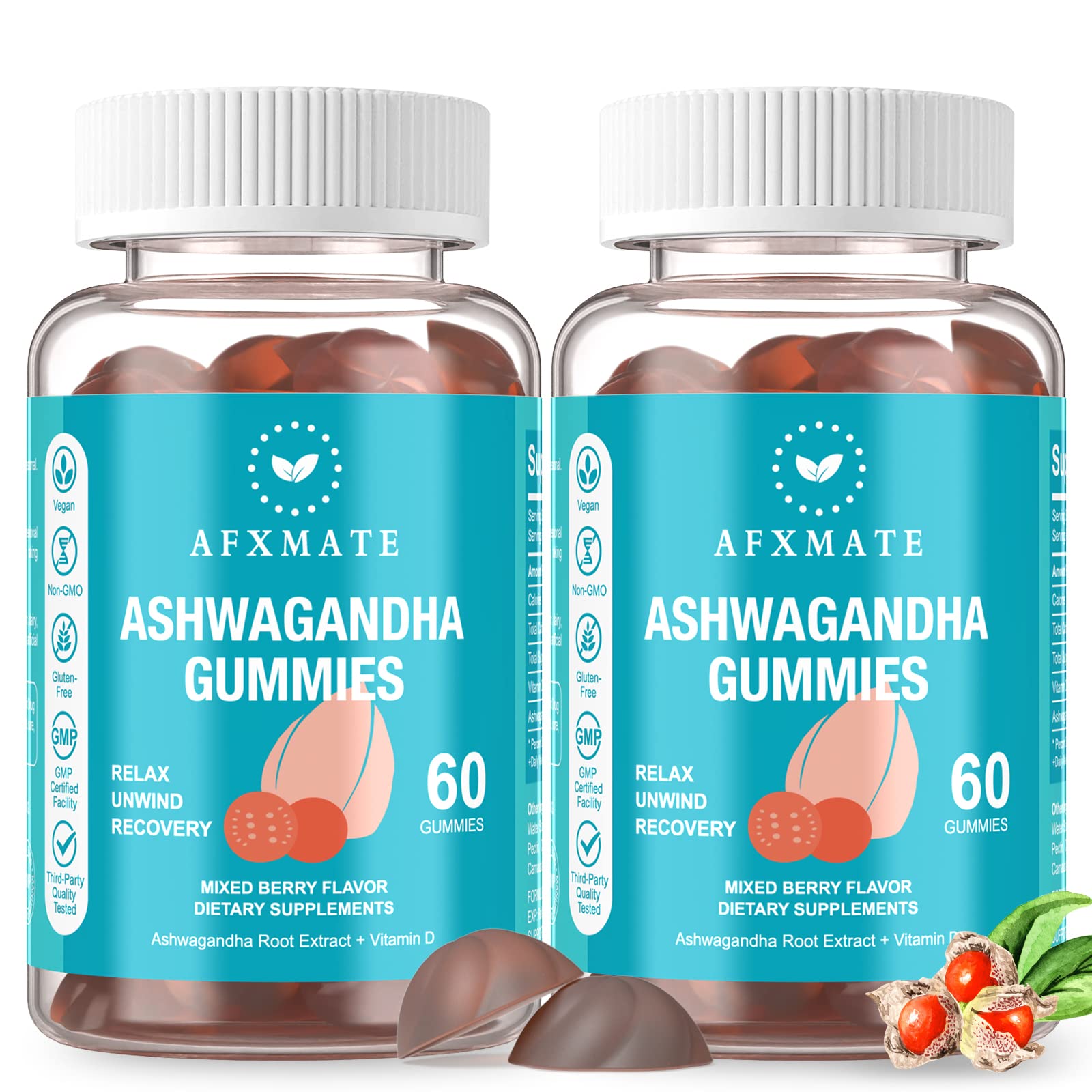 AFXMATE Ashwagandha Gummies & Vitamin D Gummies for Men & Women 120 Count Aswangdha Supplement (Non-GMO, Sugar Free & Gluten Free) AFXMATEAu supplements