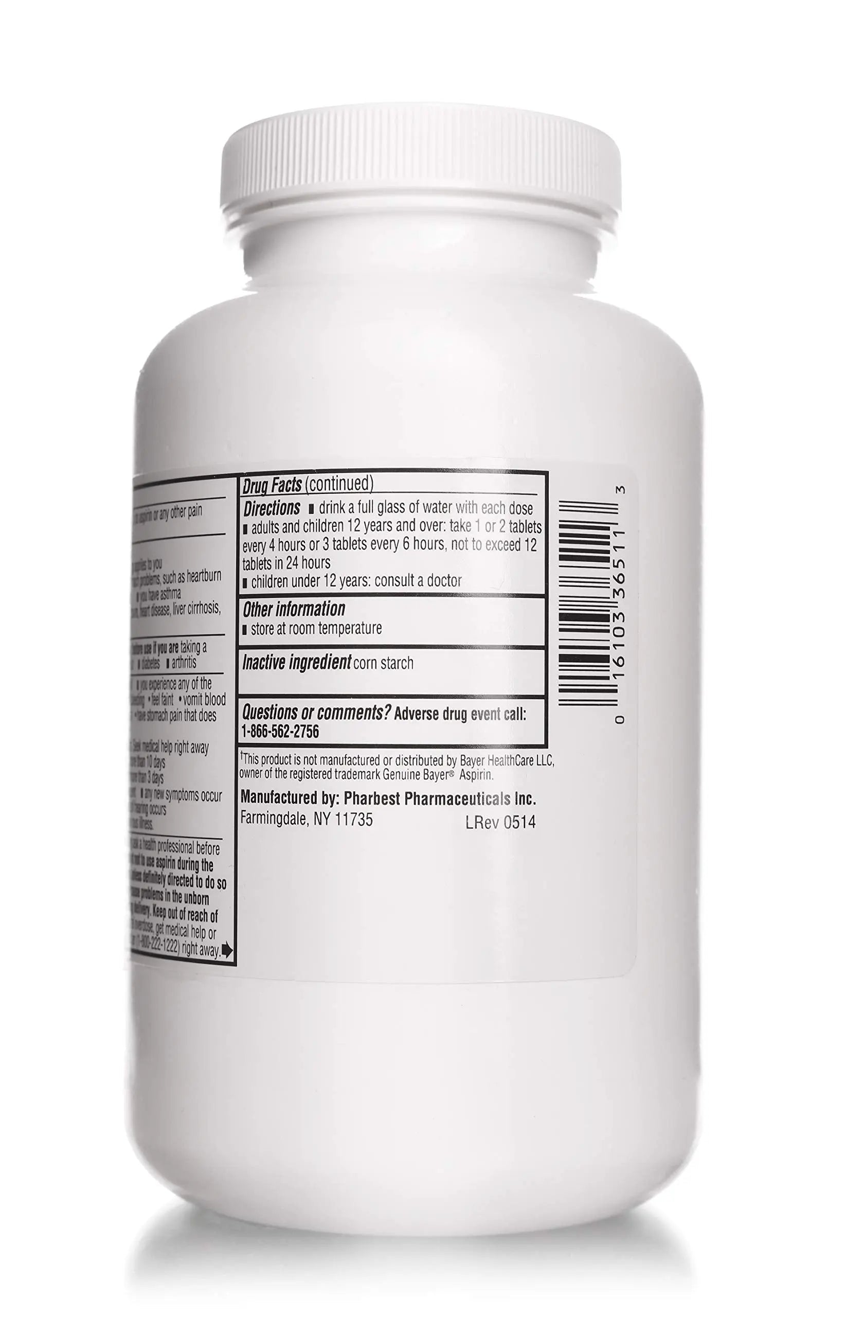 PHARBEST Aspirin 325 mg | Regular Strength | 1000 Count Uncoated Tablets PHARBESTAu supplements