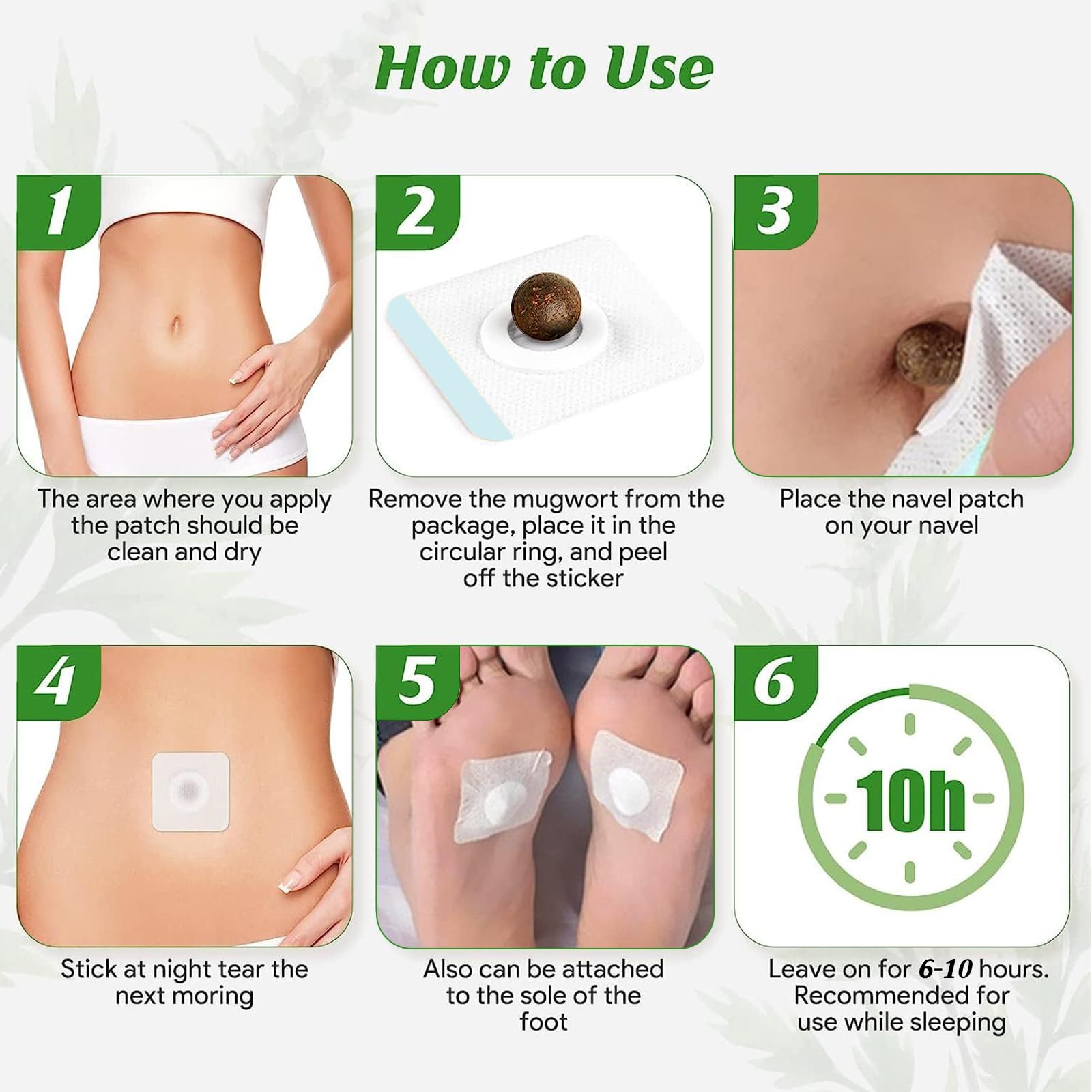 Mugwort Belly Patch,30Pcs Natural Wormwood Essence Pills and 30Pcs Belly Sticker, Moxa Hot BENJENAu supplements