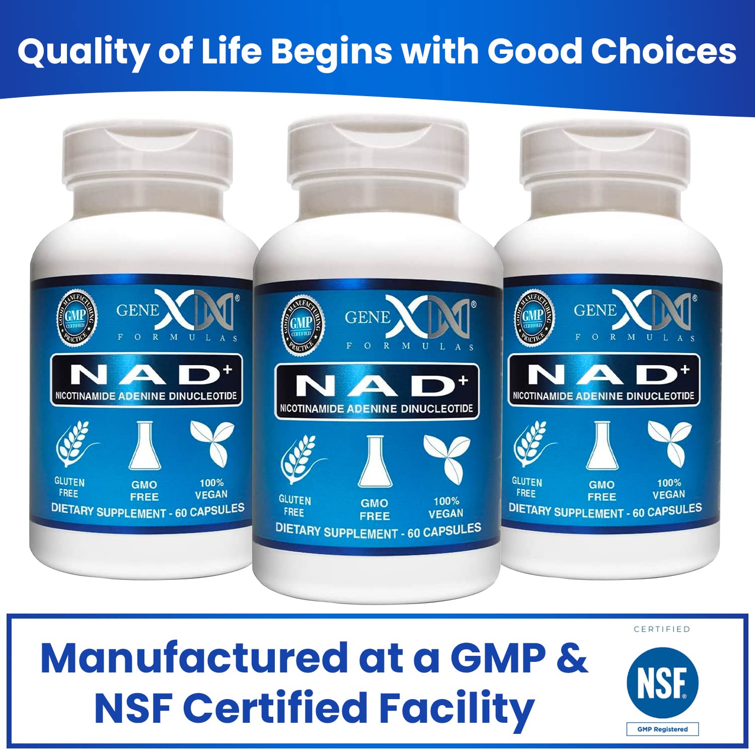 Genex Formulas NAD+ 250mg Serving 60 Capsules Nicotinamide Adenine Dinucleotide (Actual NAD+ Not a Precursor) (1) Genex FormulasAu supplements