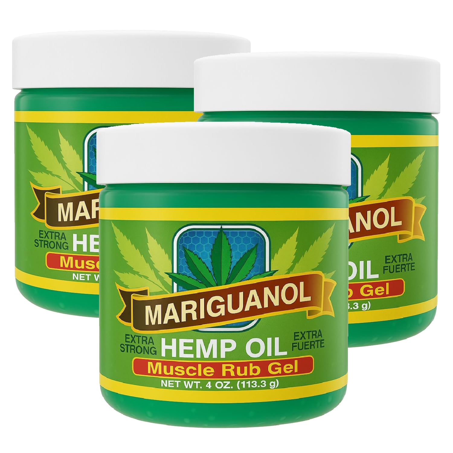 Mariguanol Extra Strong Muscle Rub Gel with Hemp Oil, Menthol & Camphor – Cooling, Fast-Absorbing Topical Gel for Post-Workout Active Lifestyles – Net Wt. (4 Ounce (Pack of 3)) MARIGUANOLAu supplements