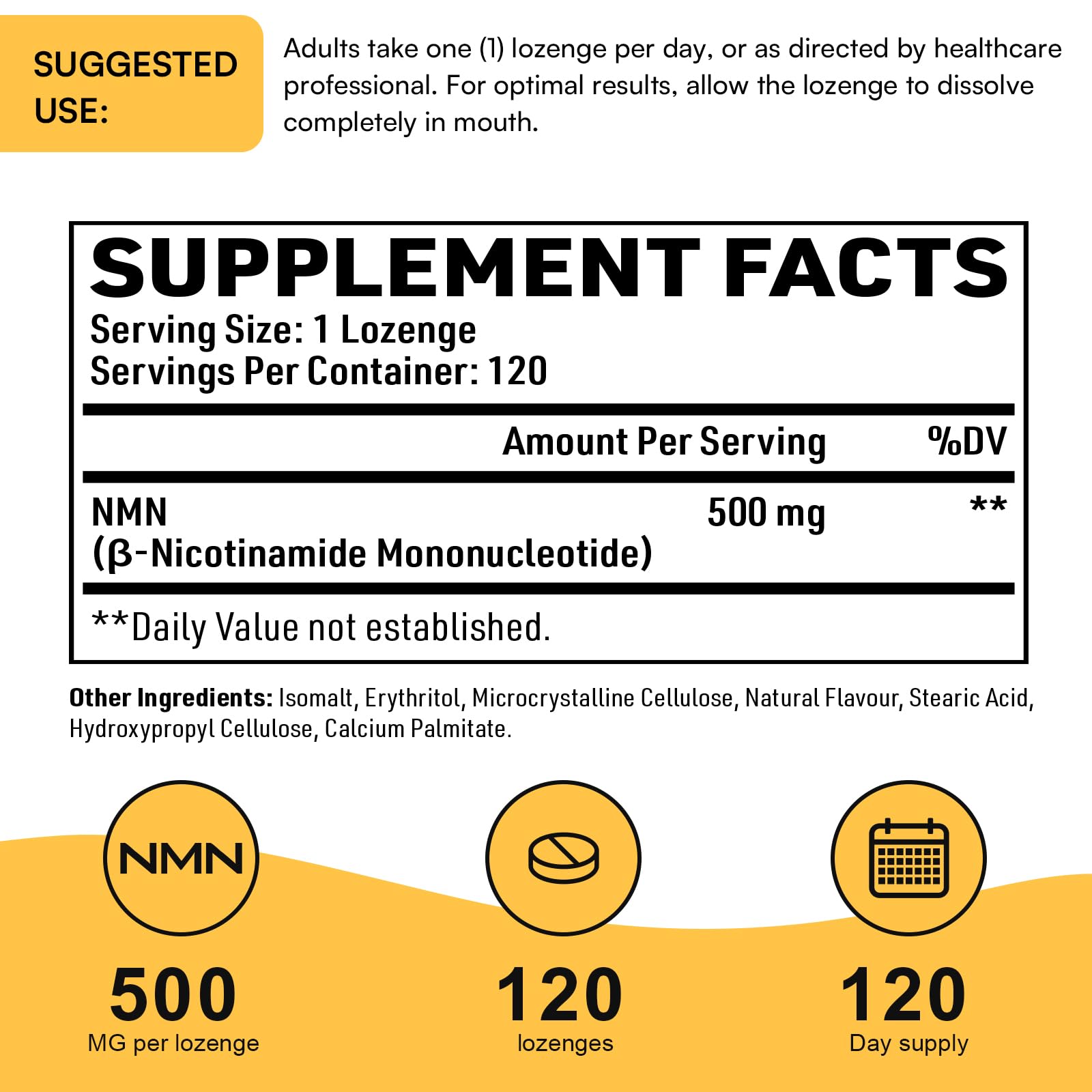 Sublingual NMN 500mg, Max Absorbency & Fast-Acting NMN Supplement（120-Day Supply）, 99% Pure NMN (Nicotinamide Mononucleotide) for NAD, Cell, Immune, Energy, Muscle, Anti-Aging, Longevity, 120 Lozenges EnprotessAu supplements