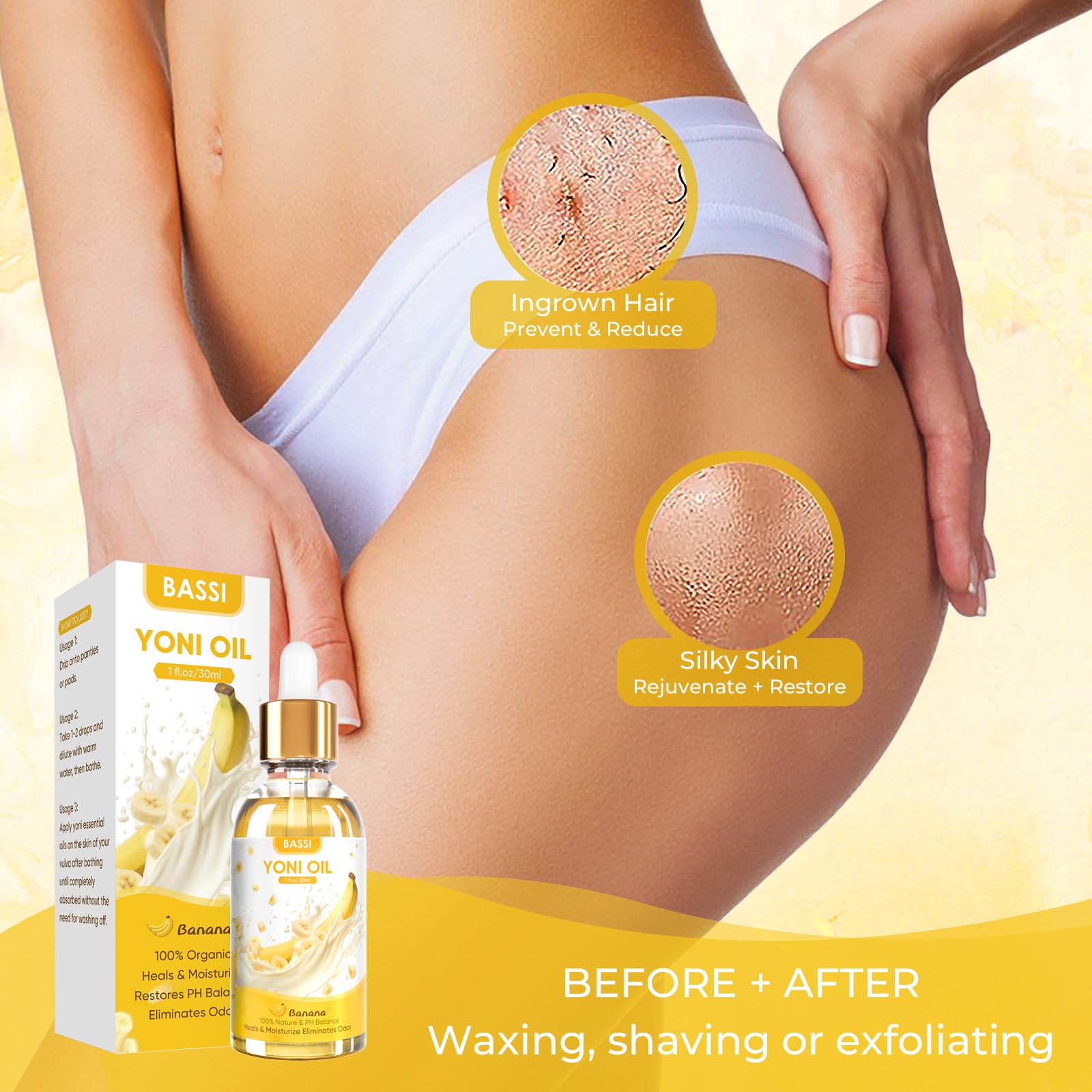 2PCS Yoni Oil Organic Feminine Oil Vaginal Moisturizer - Ph Balance for Women - Feminine Deodorant BASSIAu supplements