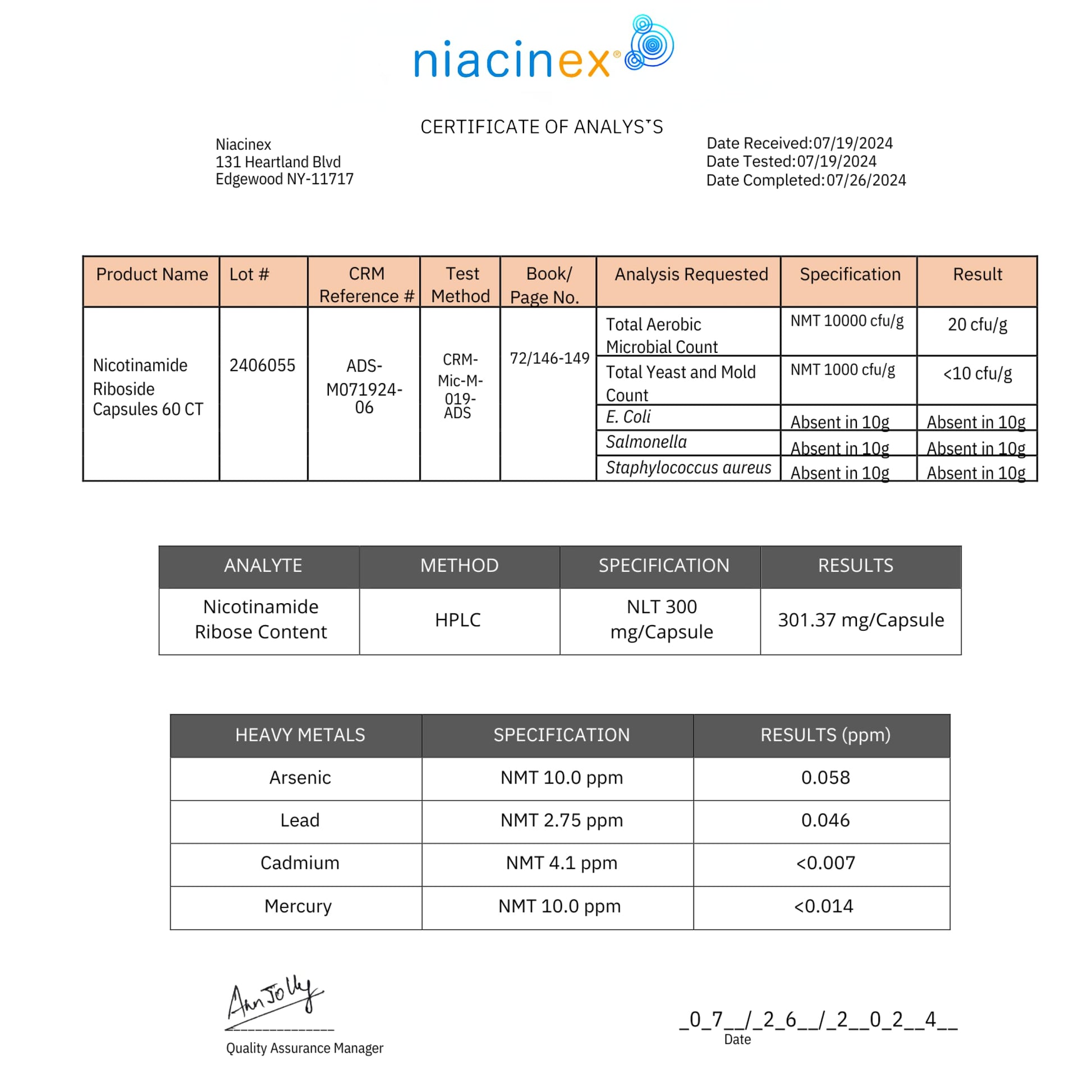 Niacinex NAD+ Supplement - 600mg Pure Nicotinamide Riboside (NR) - Healthy Aging, Mental Clarity & Energy Booster - Cell Regeneration Supplements for Women and Men - 60 NAD Plus Capsules - Made in USA NiacinexAu supplements