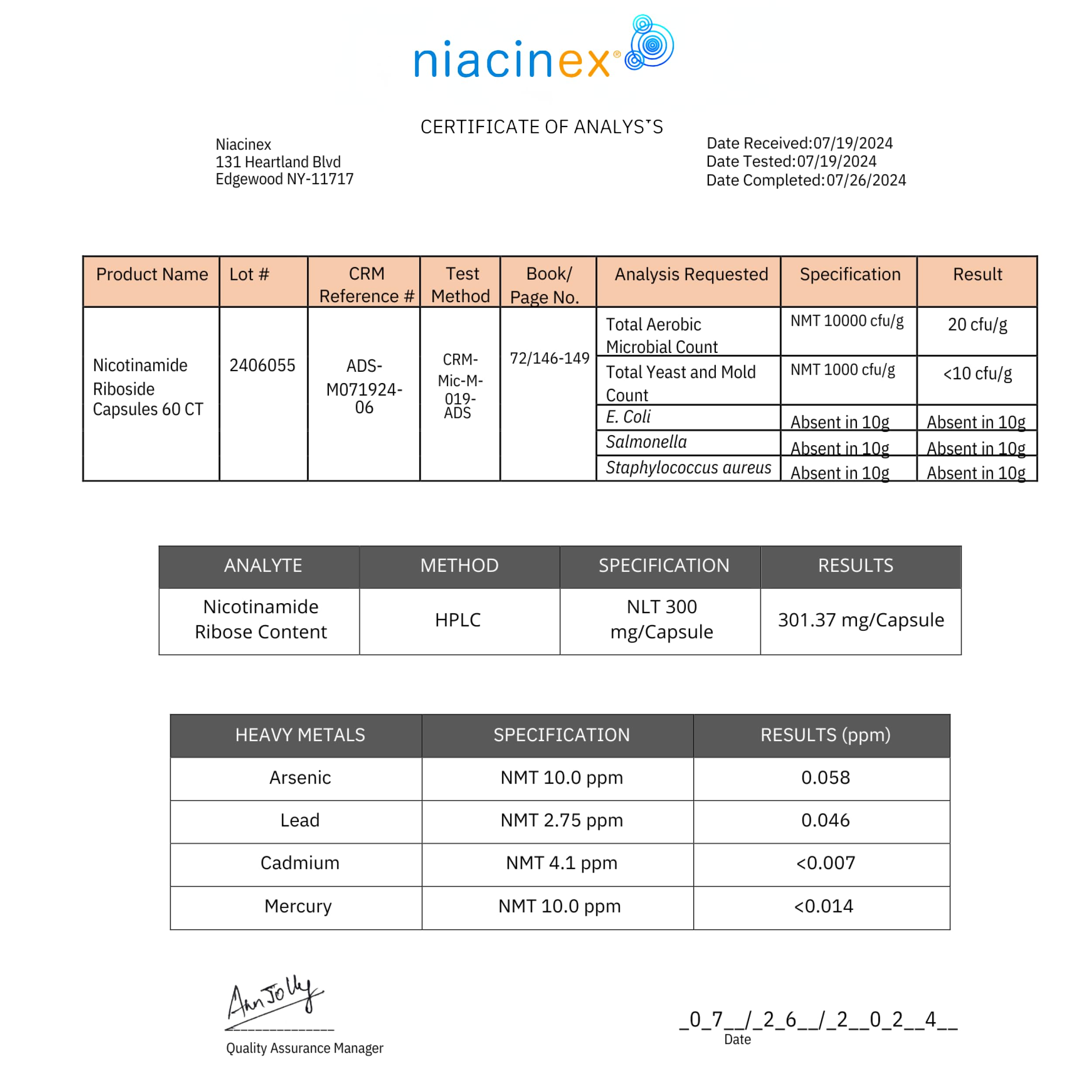 Niacinex NAD+ Supplement - 600mg Pure Nicotinamide Riboside (NR) - Healthy Aging, Mental Clarity & Energy Booster - Cell Regeneration Supplements for Women and Men - 60 NAD Plus Capsules - Made in USA NiacinexAu supplements