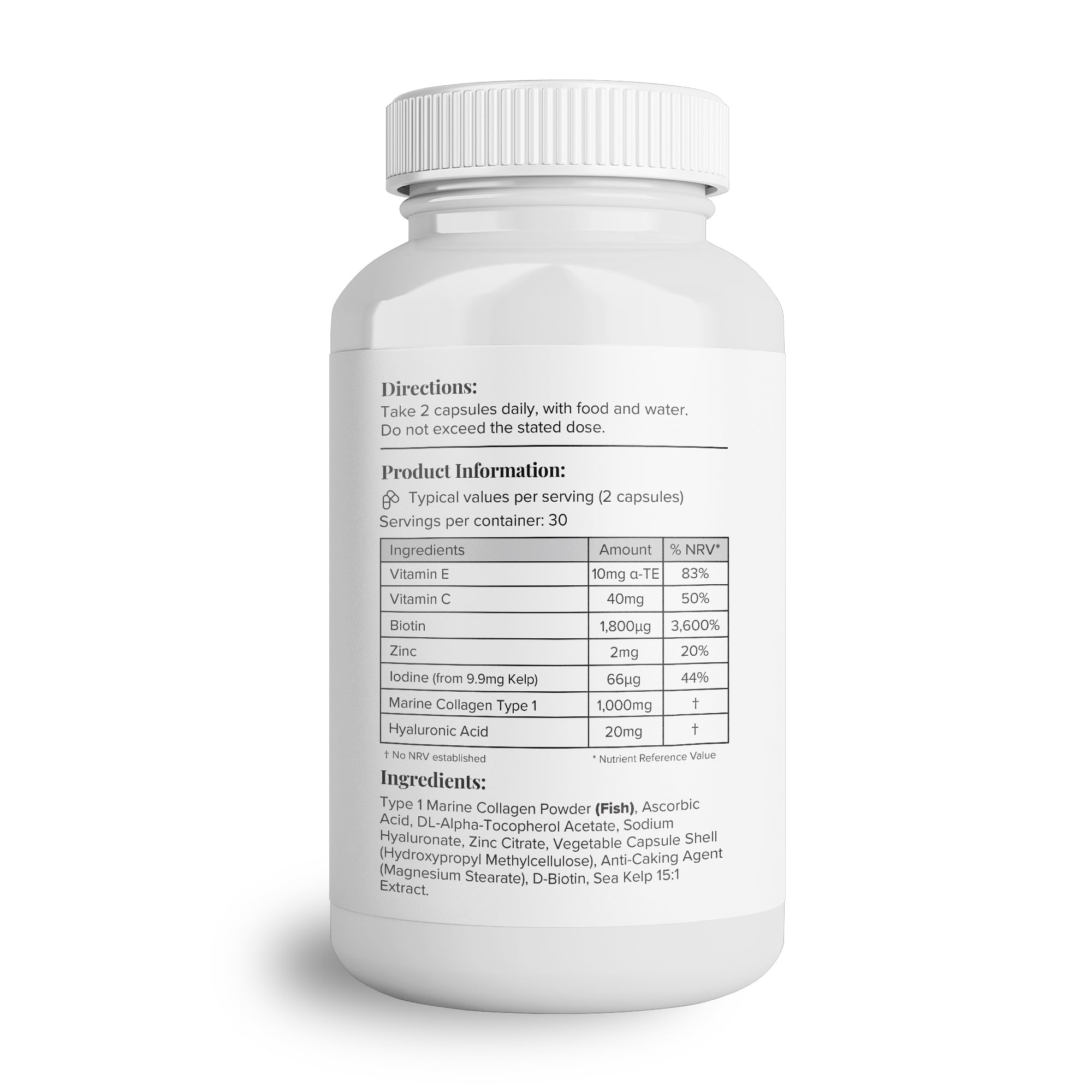 Hey Nutrition Collagen Complex Hyaluronic Acid & Sea Kelp Vitamin E, C, Biotin - Healthy Nails, Skin, Hair Joints Metabolism Hey NutritionAu supplements