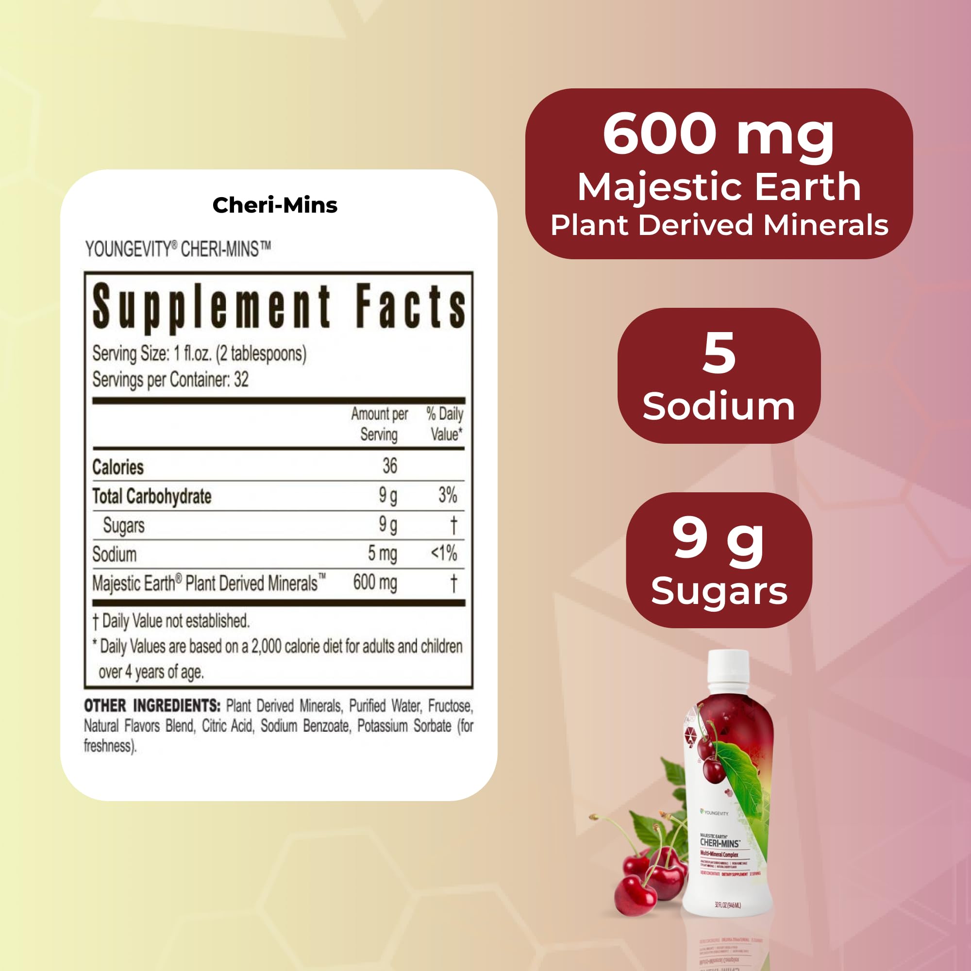 Youngevity Cheri-Mins™ Plant Derived Liquid Minerals - Great Tasting Formula - 77+ Natural Unaltered Trace Minerals - Colloidal Form Humic Shale (32 Fl Oz) YoungevityAu supplements