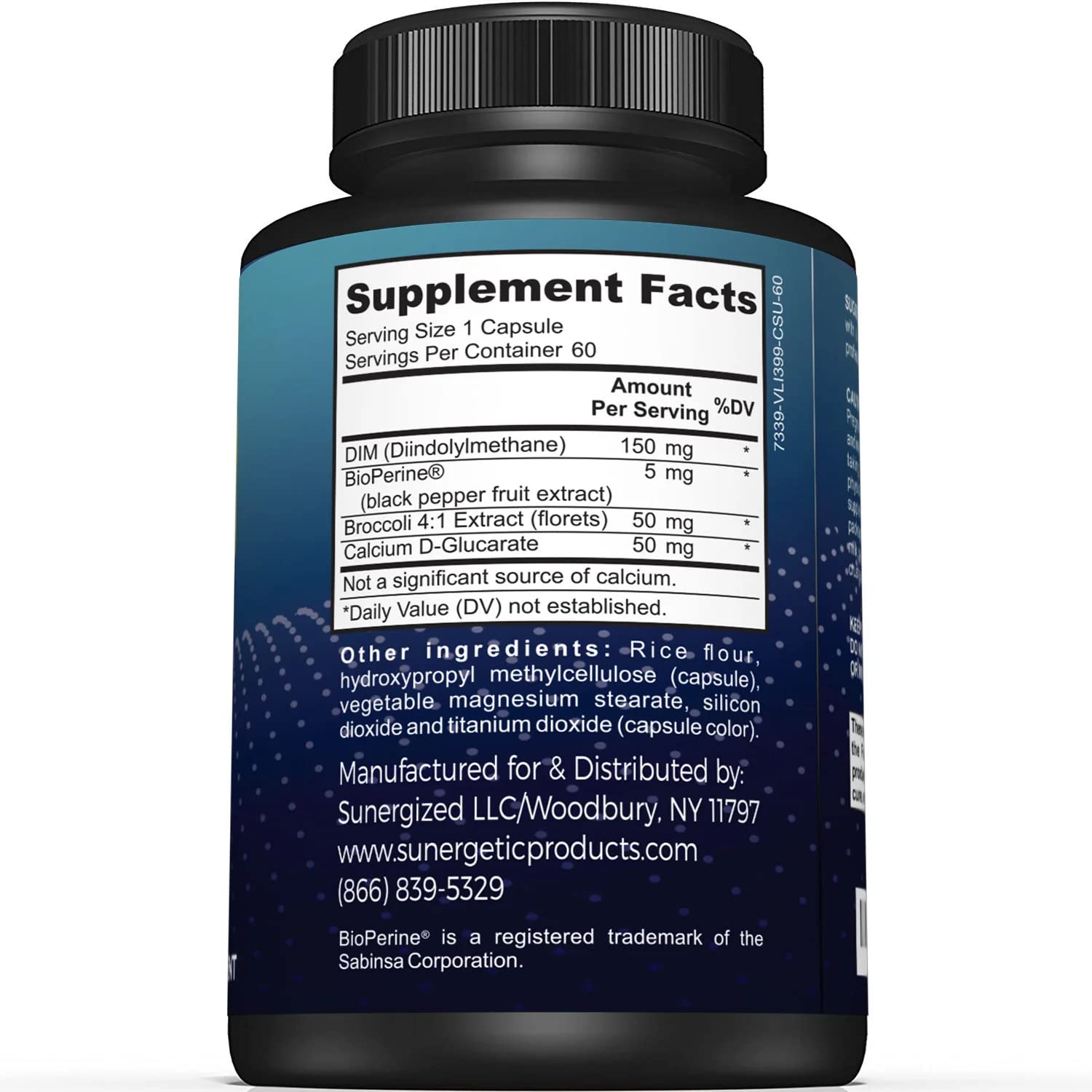 Premium DIM Supplement–Includes 150mg DIM (diindolylmethane), Broccoli, Calcium D SunergeticAu supplements