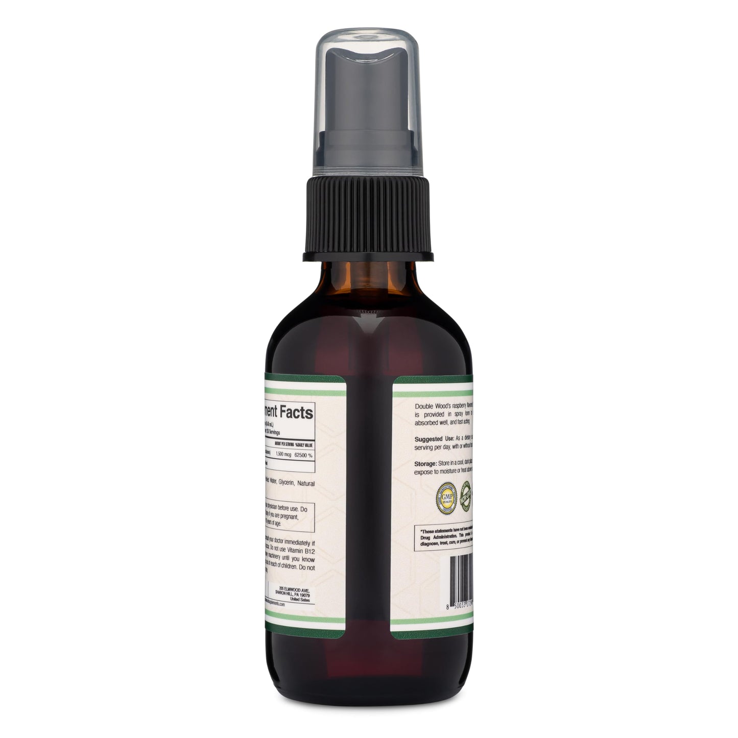 Vitamin B12 Sublingual Spray (2 Spray Dose of Vitamin 12 1000mcg, 3 Spray Serving Size Double Wood SupplementsUS supplements